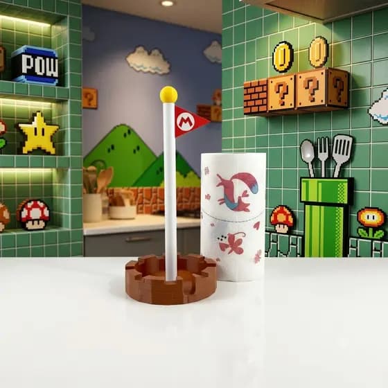Porta Papel Toalha Mario Gamer Suporte Decorativo Cozinha Geek Organizador Bancada