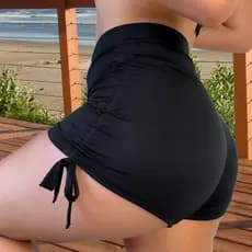 Short Bíquini Sunkini Short Piscina com Ajustes nas Laterais Amarrar Moda Praia