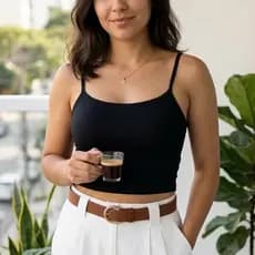 Cropped Feminino Suplex Light com Forro Alça Fina Básico Confortável Moda Feminina