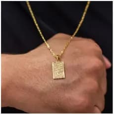 Corrente Veneziana Banhada a Ouro 18k + Pingente Plaquinha Quadrado O Senhor é Meu Pastor