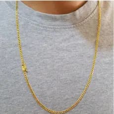 Corrente cordão masculino 3mm 60cm banhado a ouro 18k