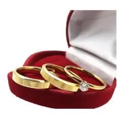 Par alianças de noivado casamento aço banhada polida fina chanfrada 4mm + anel aparador