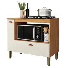AJP MóveisBalcão De Cozinha Aurora Para Cooktop 4 Ou 5 Bocas Com 2 Gavetas 1 Porta E Nichos Para Forno Com Pés Em Pvc