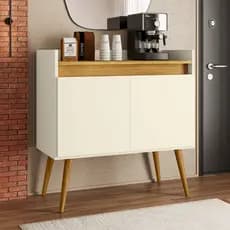 Aparador Retrô 90cm 2 Portas Madeira Maciça Buffet Sala Café Bar Decoração Vintage MDP