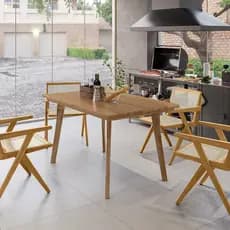 Mesa de Jantar 120x80 6 Lugares Para Área de Churrasco Espaço Gourmet em Madeira Maciça com Reforço