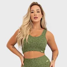 Top Fitness Feminino Poliamida Onça Zero Transparência Academia Tarelles