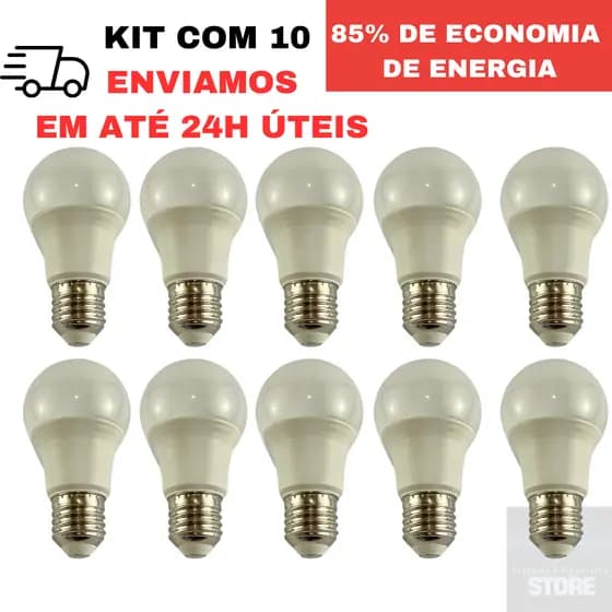 Kit 10 Lampada Led 9w Bulbo Lâmpada de Led para Casa Comercio Quarto