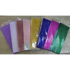 100 Canudo de papel METALIZADA Liso Cores Padrão topo de bolo 6mm