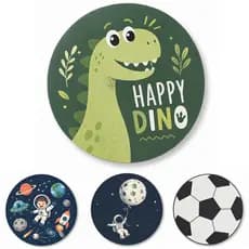 Tapete Redondo Infantil Menino Bola Futebol Astronauta Basquete Dinossauro Decorativo Antiderrapante