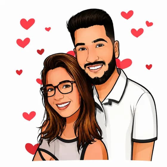 Caricatura Digital Profissional Casal para Presente Criativo e Personalizado