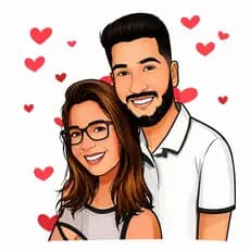 Caricatura Digital Profissional Casal para Presente Criativo e Personalizado