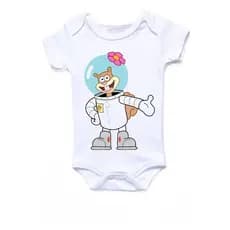 Body Bebê Bob Esponja Sandy Fofo Amigos Nickelodeon 100% Poliéster - Roupa Infantil Estampada