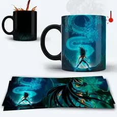 Caneca Porcelana Mágica Preta Shiryu Libra Ml Caballeros Del Zodiaco Envio Imediato Oferta 325ml - Presente Personalizad