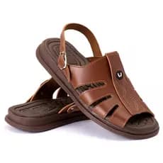 Sandália Masculina Antiderrapante Antistress Ortopédica Confortavel de Couro Sintético