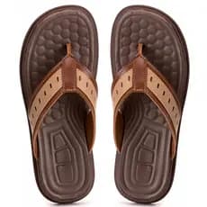 Chinelo em Couro Eco Ortopédico Macio Masculino Sandália Anti Stress