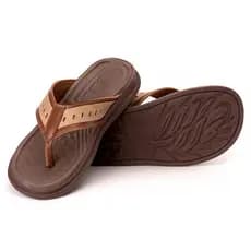 Chinelo Masculino Em Couro Ecológico Ortopédica Antistress