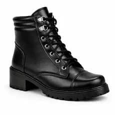 Bota Coturno Salto Baixo Aplicação Metal Preto