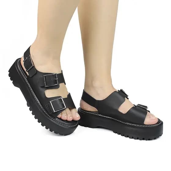 Sandália Feminina Papete Plataforma Flatform Birken Tratorada Moda Estilo