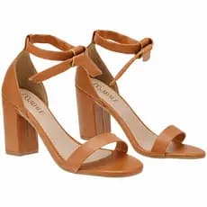 Sandália Feminina Zamarini Salto Alto Grosso Amarração Confortável Moda Estilo