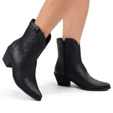Bota Texana Feminina Zamarini Bico Fino Cano Curto Country  Rodeio