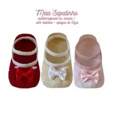 Sapatilha Antiderrapante Aplique Laço 16/24