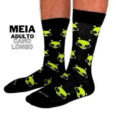 Meia Adulto Cano Alto Algodão Alienígena Academia Lazer