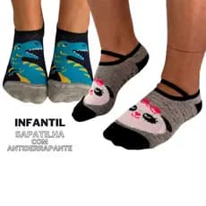 Meia Sapatilha Infantil  Antiderrapante Viés Elástico Menino/Menina