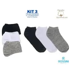 Kit 3 Pares Sapatilha Infantil Escolar Lisa