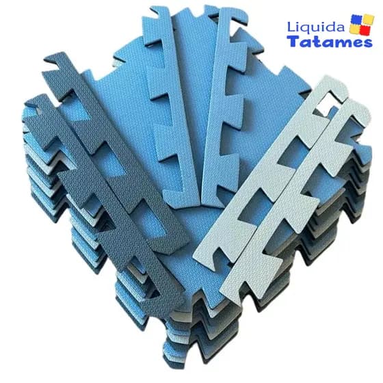 Kit 12 Tatames - EVA Tons de Azul 50x50x1 cm.