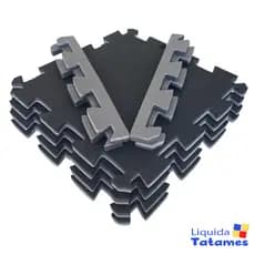 Kit 12 Tatames - EVA Preto/Cinza 50x50x2 cm (3,00 m2). (Academia, Esportes)