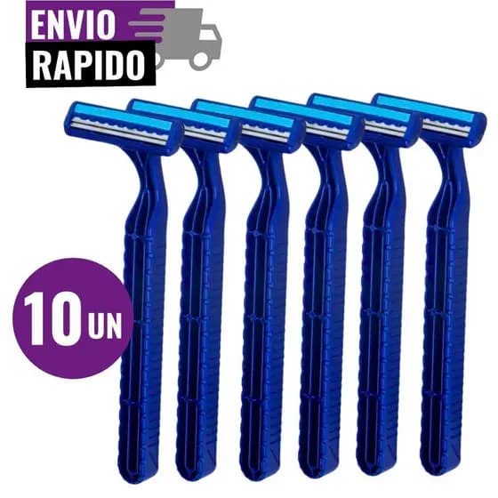Barbeador Descartável | 10 Unidades Aparelho De Barbear 2 Lâminas Com Fita Lubrificante
