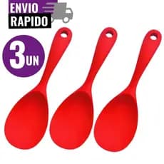 Colher de Servir Silicone | 3 Unidades Arroz Utensílio Antiaderente Multiuso Preparar Não Risca Panela