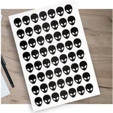 KIT CARTELA adesivos alien et ufo extraterrestre diversas cores