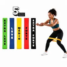 Kit 5 Faixas Elásticas para Treino e Reabilitação