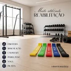 Kit 5 Faixas Elásticas Mini Band Pilates Academia