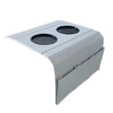 Bandeja esteira flexível porta copos e controle para braço sofá Costurada Tecido Corino - Marrom , Preta , Cinza ou Branca.