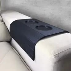Bandeja esteira flexível porta copos ou porta controle para braço sofá Costurada Tecido Preta