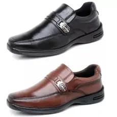 Combo 2 Pares Sapato Social Ortopédico de Couro Super Macio e Confortável Preto e Café em Estoque