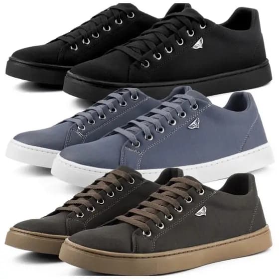 Kit 3 Pares Tênis Masculino Unissex Sapatenis Casual Skatista Confortável e Estiloso para o Dia a Dia Envio em 12 Horas