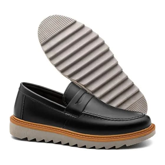 Sapato Mocassim Masculino de Couro Sola Tratorada Loafer Casual Sport Fino Super Confortável Calce Facil em Estoque