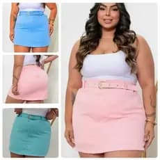 Short Saia Plus Size com Cinto | Moda Feminina | GG ao G2 | Confortável e Estiloso
