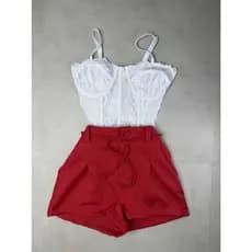 Short Alfaiataria Feminino Cintura Alta com Cordinha Ajustável Casual Elegante