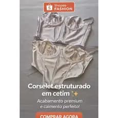 Corselet Feminino em Cetim com Estrutura e Alça Regulável