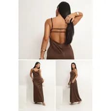 Vestido Longo Za Spring Acetinado Feminino Alça Fina Elegante Festa Casual - P M G