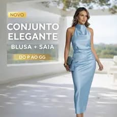 Conjunto Feminino Elegante Cetim Blusa Frente Única + Saia Midi Social Festa Casamento Igreja Formatura P M G GG