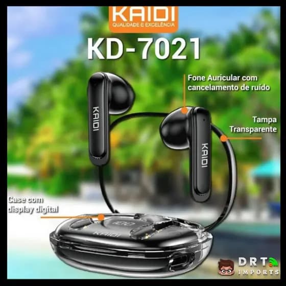 Fone de Ouvido Sem fio Bluetooth V5.4 TWS ENC Cancelamento de Ruído Kaidi KD-7021