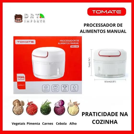 🥗 Processador de Alimentos Manual Tomate SRQ-019