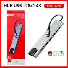 Hub Multifuncional Usb-c 8 Em 1 Tomate Hdmi 4k Rj45 Tf Sd Cor Prateado