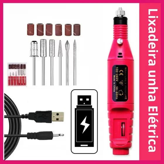 Lixadeira de Unhas Elétrica Portátil com Broca e Motor Bivolt para Manicure e Pedicure AZ-002