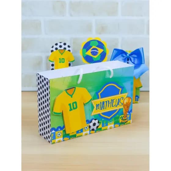 🇧🇷⚽ Sacolinhas Personalizadas Tema Copa – Clima de Campeão! 💚💛